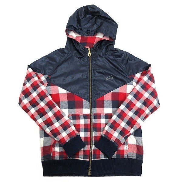 最安値，低価 トミー/TOMMYチェック柄フーディーブルゾンJKT 紺 L MENS/細身(ジャンパー、ブルゾン)｜売買されたオークション情報、yahooの商品情報をアーカイブ公開 - オークファン 男性用