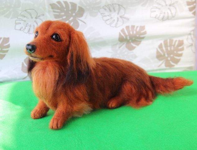 【ハンドメイド作品】羊毛フェルト　ダックスフンド　犬 羊毛フェルト◇ダックスフンド犬◇ハンドメイド◇犬§ 羊毛フェルト