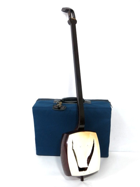 三味線 金細 紅木 二本溝 K18 美品 虎杢糸巻 激虎トチ