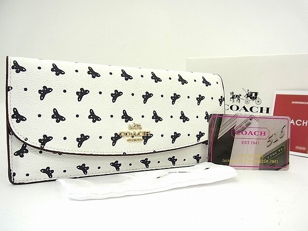 1円 □新品□未使用□ COACH コーチ ロゴ レザー バタフライ ドット 