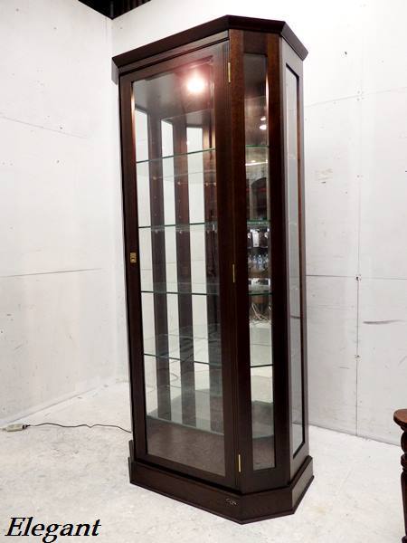 □F543□美品□IDC大塚家具□斉藤家具工業□キュリオキャビネット/