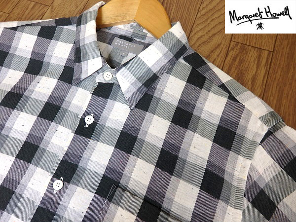 即決☆マーガレットハウエル☆やわらかチェックシャツ L