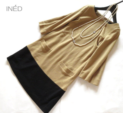 セール，お得 イネド INED 大人エレガント ウール ワンピース 9号(ワンピース（ミニ）)｜売買されたオークション情報、yahooの商品情報をアーカイブ公開 - オークファン 女性用