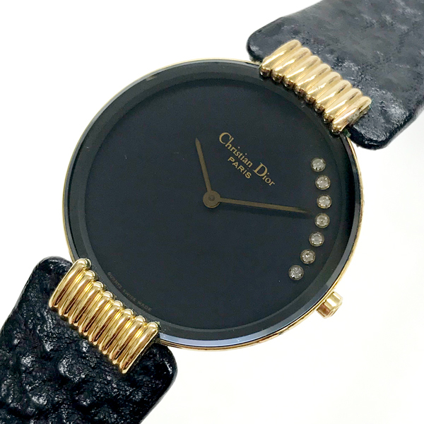Christian Dior/クリスチャン ディオール　ボーイズ　ブラックムーン　D47-153-5　7Pダイヤモンド　クォーツ　腕時計　中古