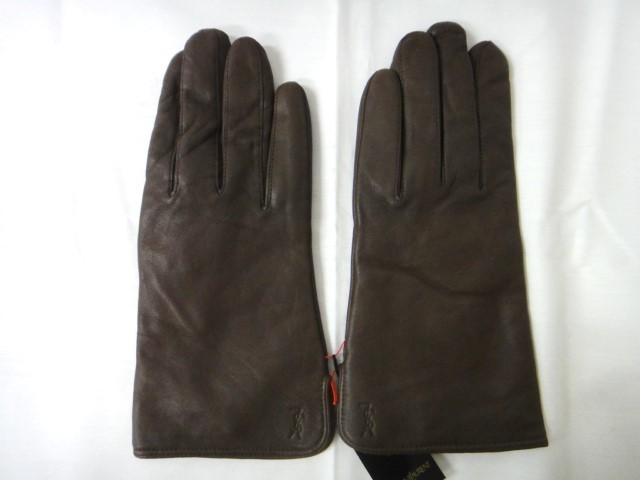 イヴ・サンローラン レザー手袋 ブラウン レディース 21㎝ 未使用タグ