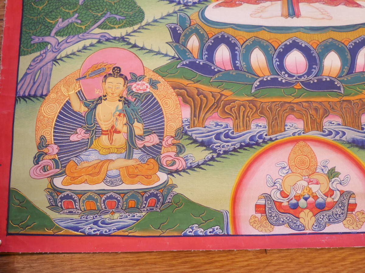 曼荼羅 肉筆 紙本 タンカ 仏教美術 チベット 千手観音 仏画 中国美術