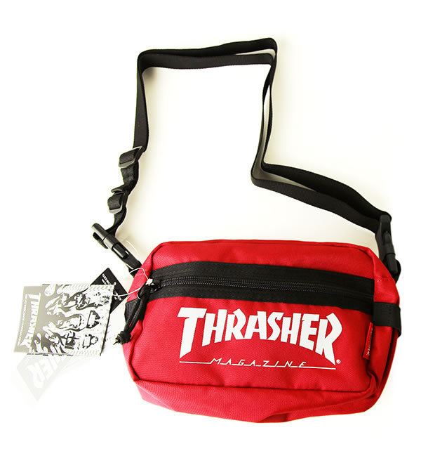 Thrasher Magazine(スラッシャー)小物バッグ ポーチ ミニショルダー Mini Shoulder Bag Red×White(赤)スケボー SK8 スケートボード PUNK