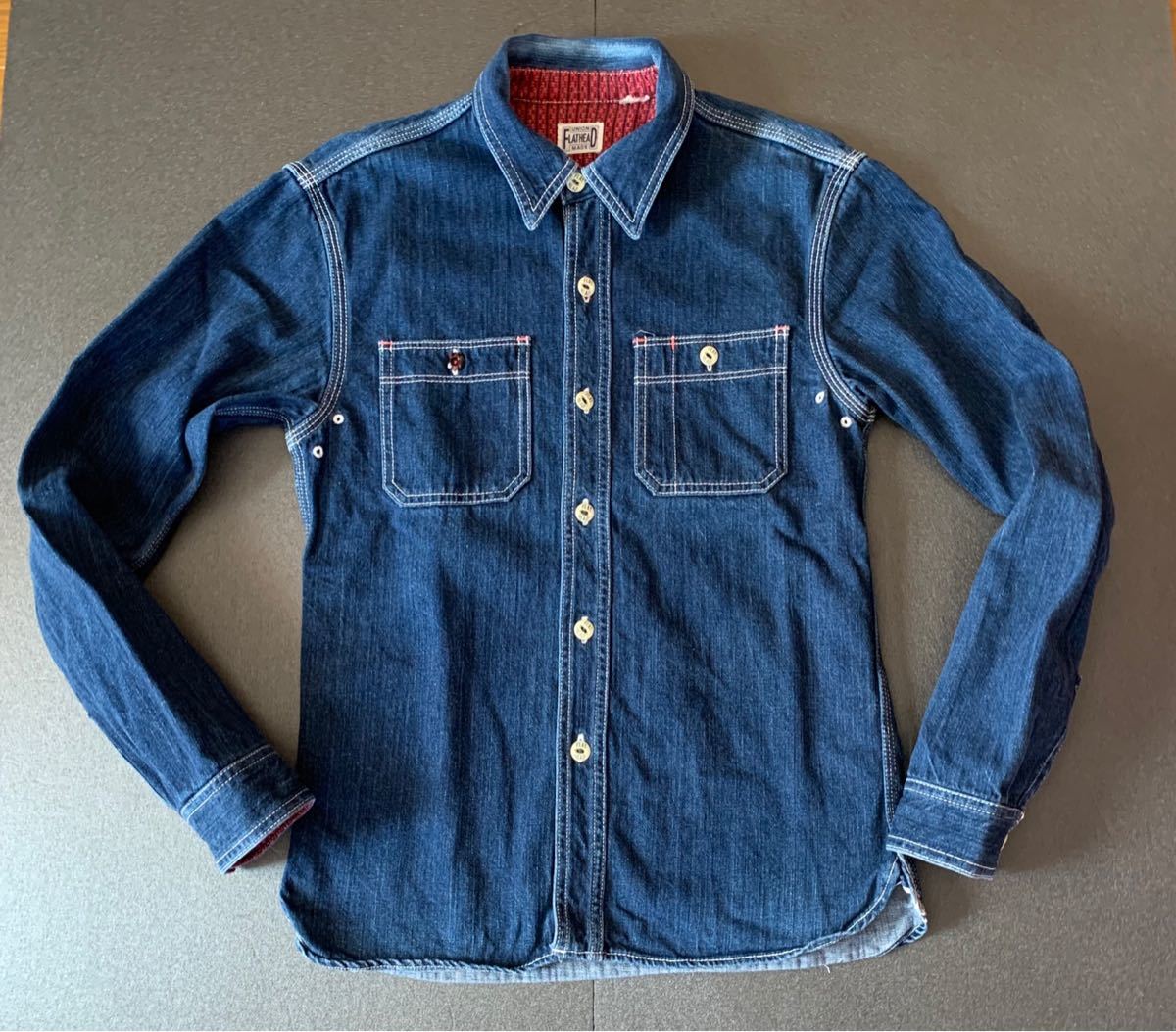  フラットヘッド 7010W-7R コラボモデル デニム ワークシャツ RJB THA FLAT HEAD 36 r.j.b(トップス)｜売買されたオークション情報、yahooの商品情報をアーカイブ公開 - オークファン トップス