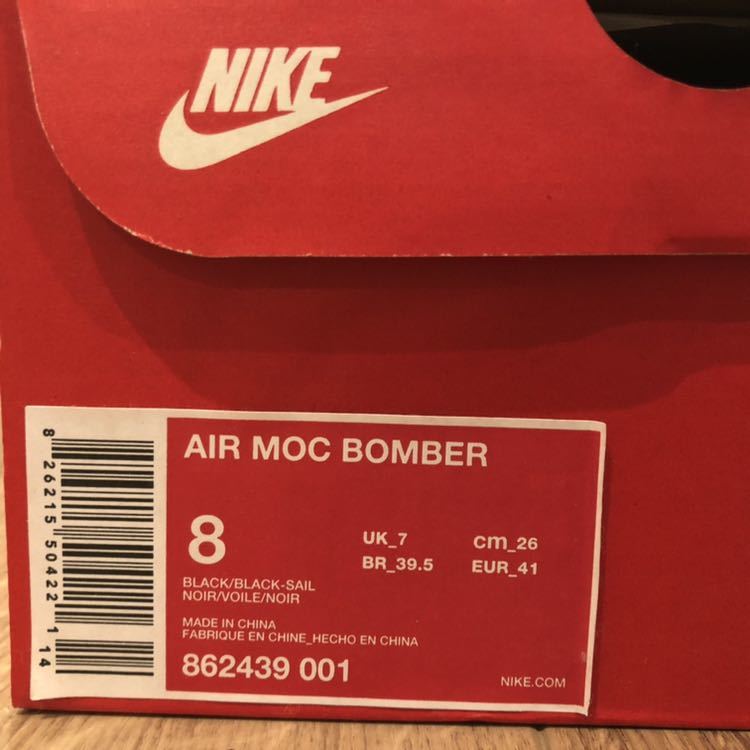26cm NIKE AIR MOC BOMBER ナイキ エアモック ボマー 黒 白 ボンバー