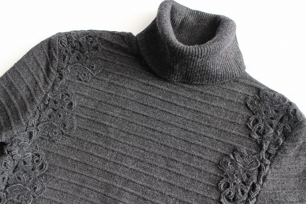【人気セール，定番】 エポカ EPOCA 彡 ウールナイロン サイドフラワーモチーフデザインニット size40 チャコールグレー(セーター)｜売買されたオークション情報、yahooの商品情報をアーカイブ公開 - オークファン トップス