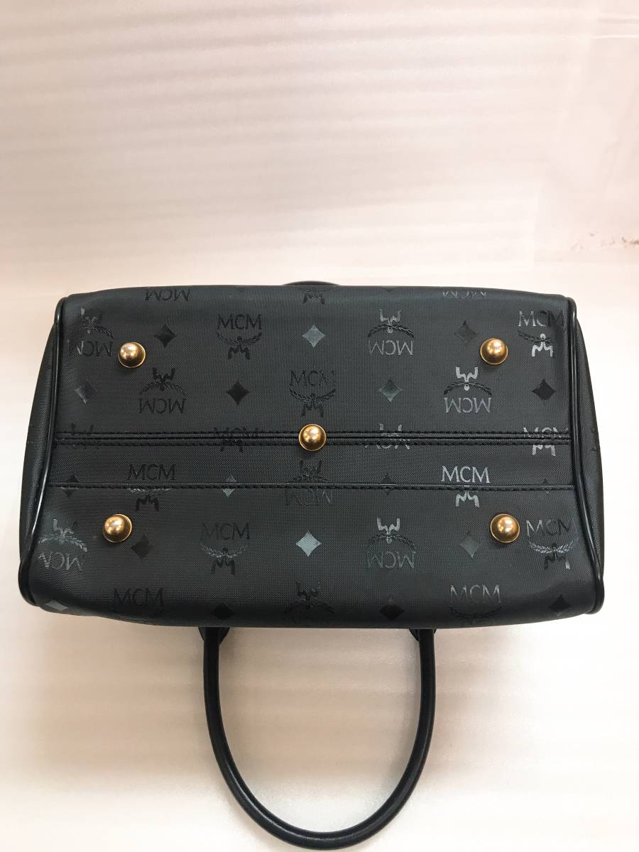MCM】 エムシーエム ミニボストンバック ハンドバック ブラック 総ロゴ 