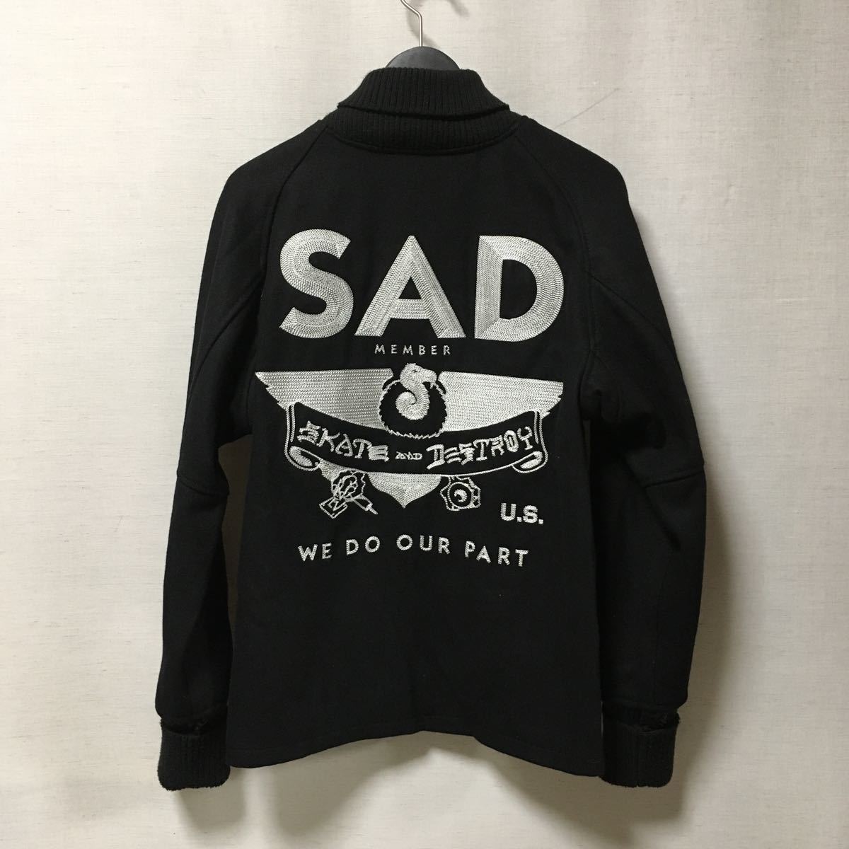 THRASHER SAD ブラックスタジャン XLサイズ THRASHER スラッシャー SAD スタジャン S ジャケット THRASHER SAD