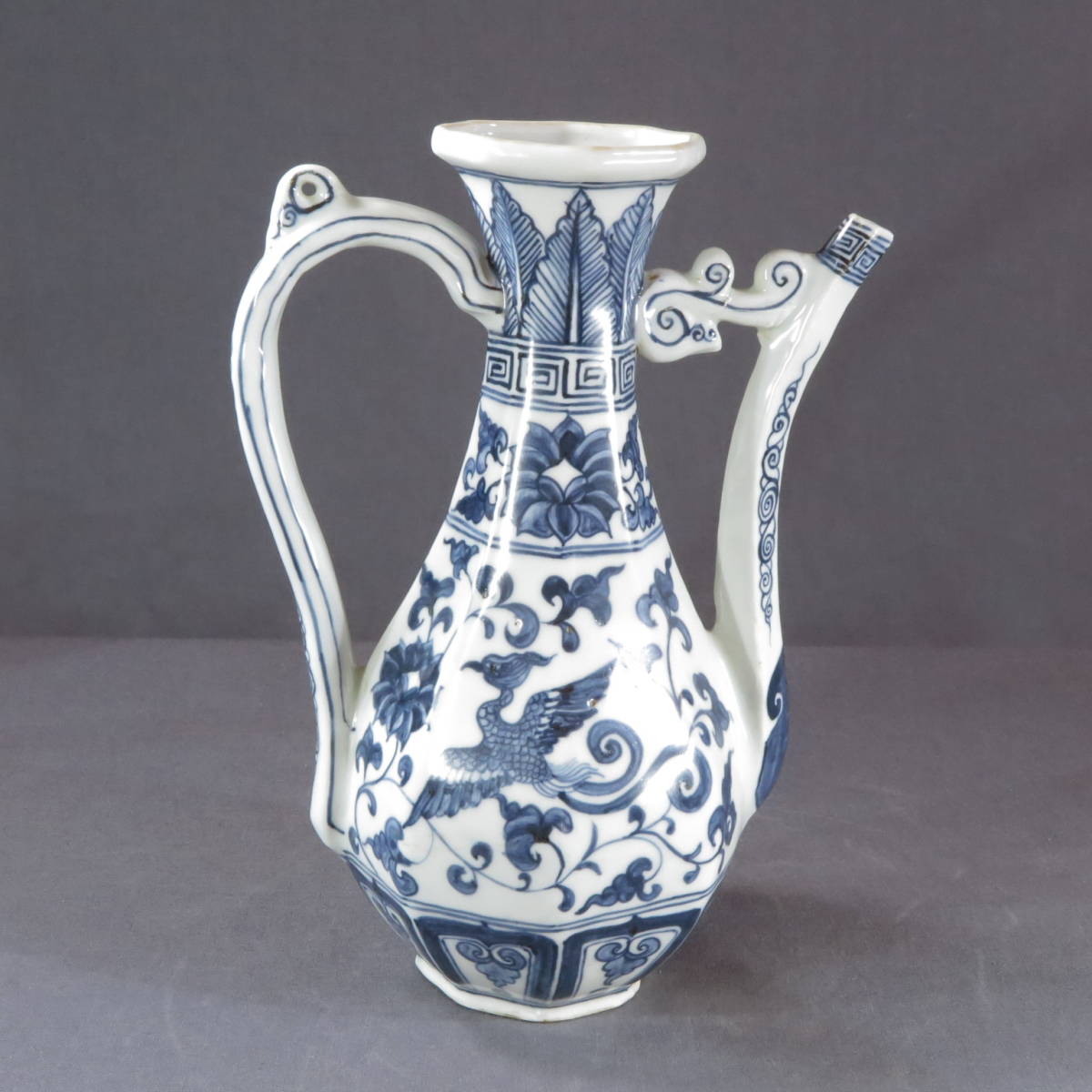 出品目 ・中国 【 元 青花 鳳凰、宝相華文 水指 】☆ （元の時代）1271 