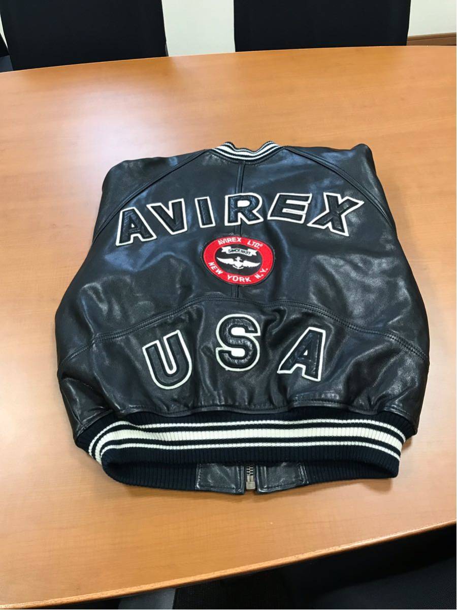 AVIREX スタジャン オールレザー アヴィレックス 90s 革 L パッチ付き