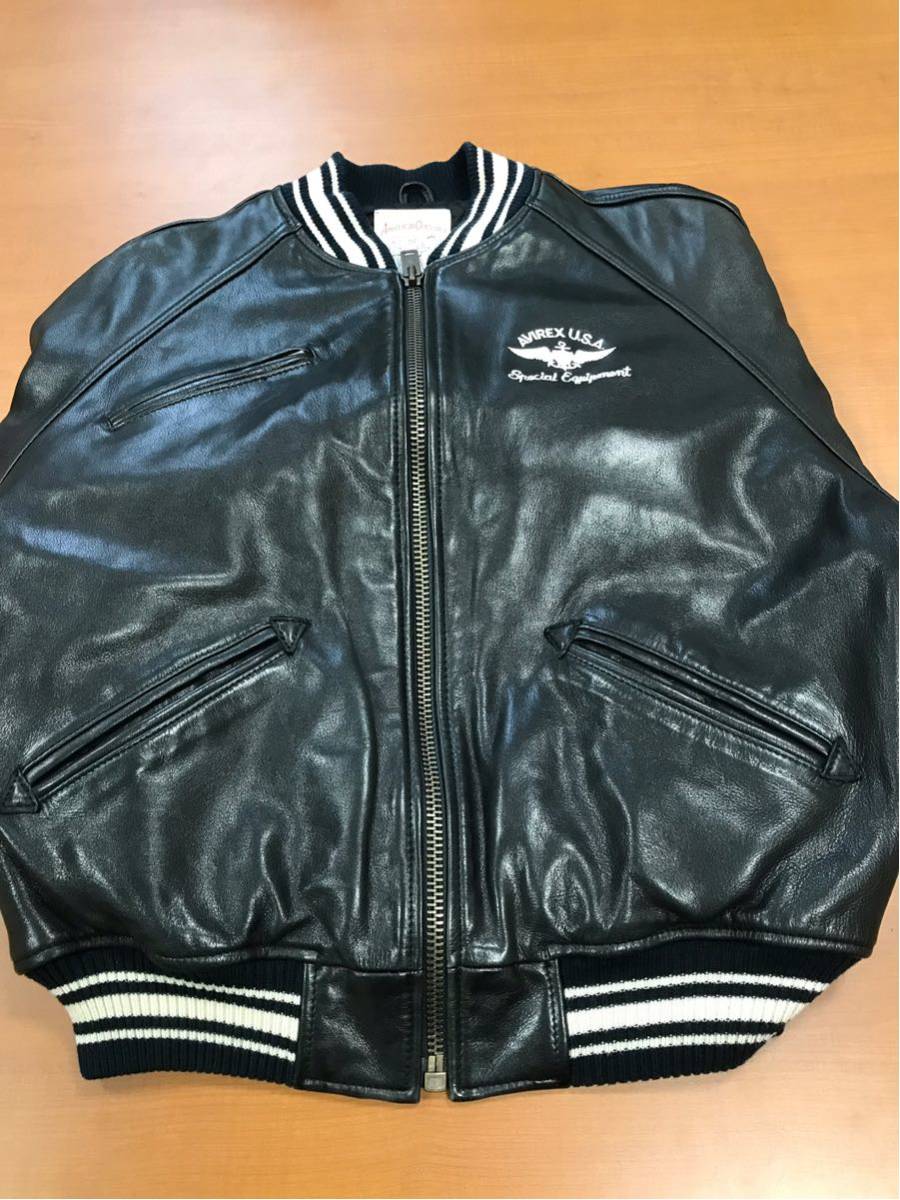 AVIREX スタジャン オールレザー アヴィレックス 90s 革 L パッチ付き