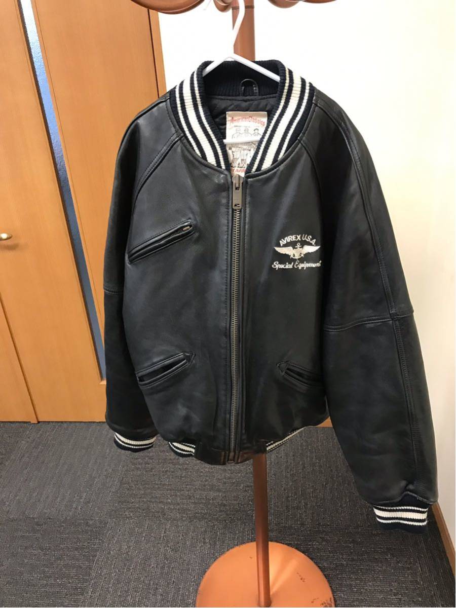 AVIREX スタジャン オールレザー アヴィレックス 90s 革 L パッチ付き