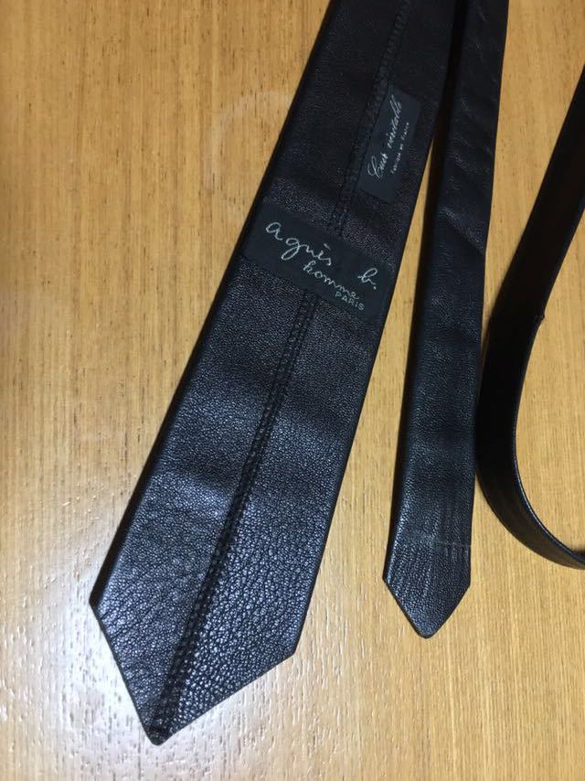 アニエスベー agnes b ネクタイ 黒 レザー ナロータイ フランス製