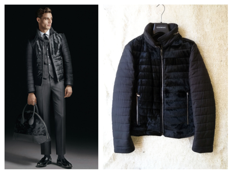 EMPORIO ARMANI / アルマーニ ハラコ 毛皮 レザー 切替 中綿入り 