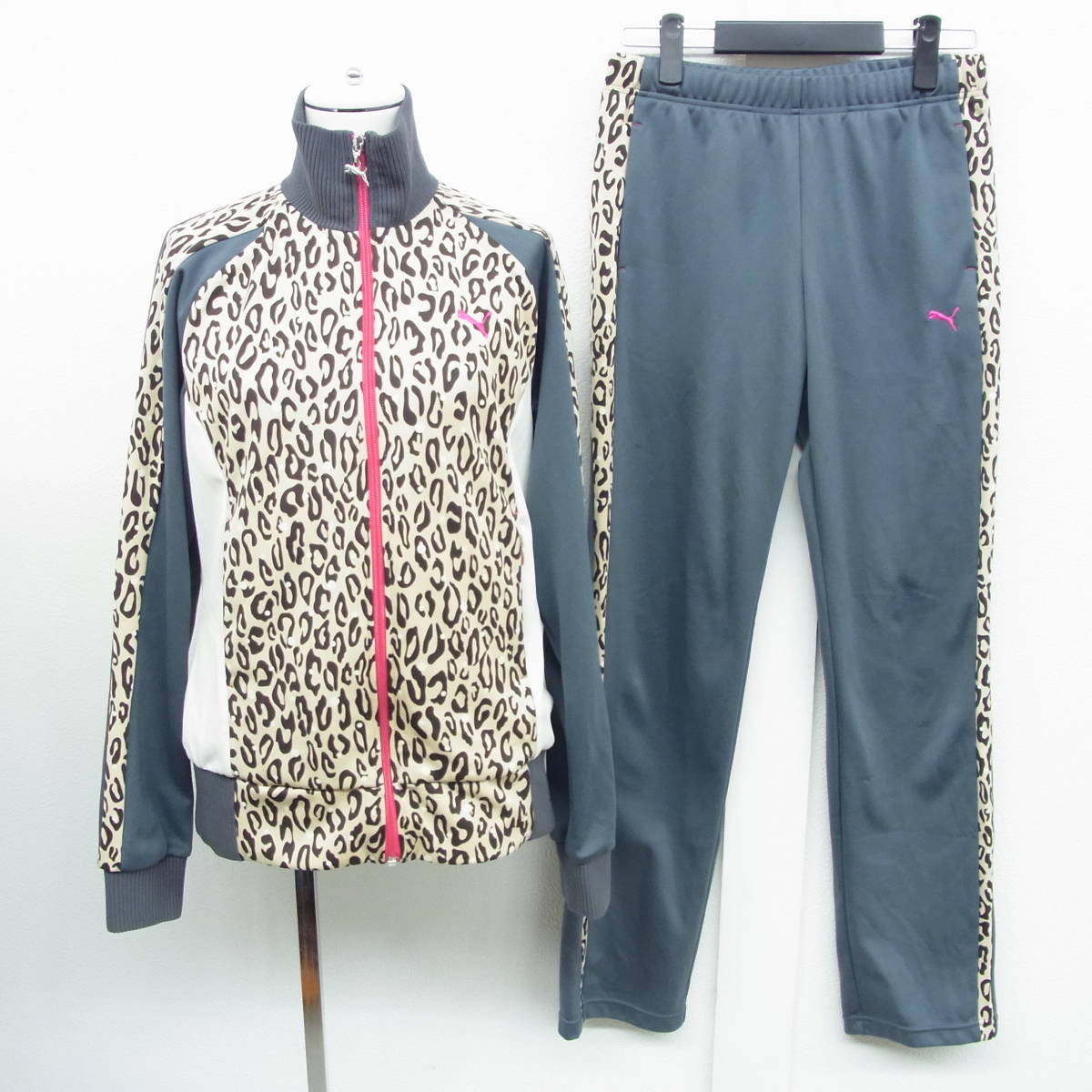 PUMA プーマ レオパード 豹柄 切替 ジャージ トラックトップ パンツ 