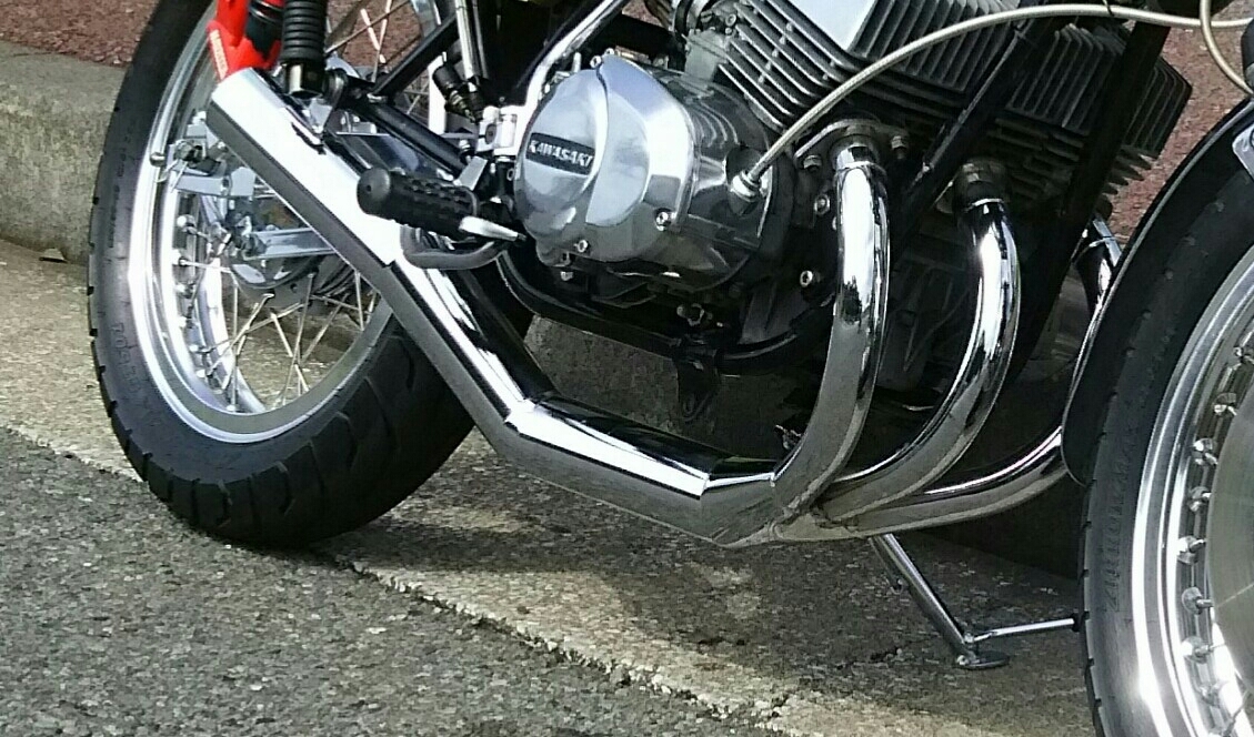 スガヤ 集合チャンバー KH400 マフラー ロング サイレンサー 当時物 超