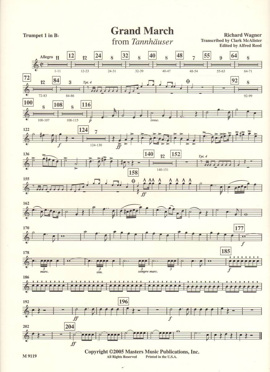 楽譜 巡礼者の合唱 Wagner ワーグナー「タンホイザー」 タンホイザー