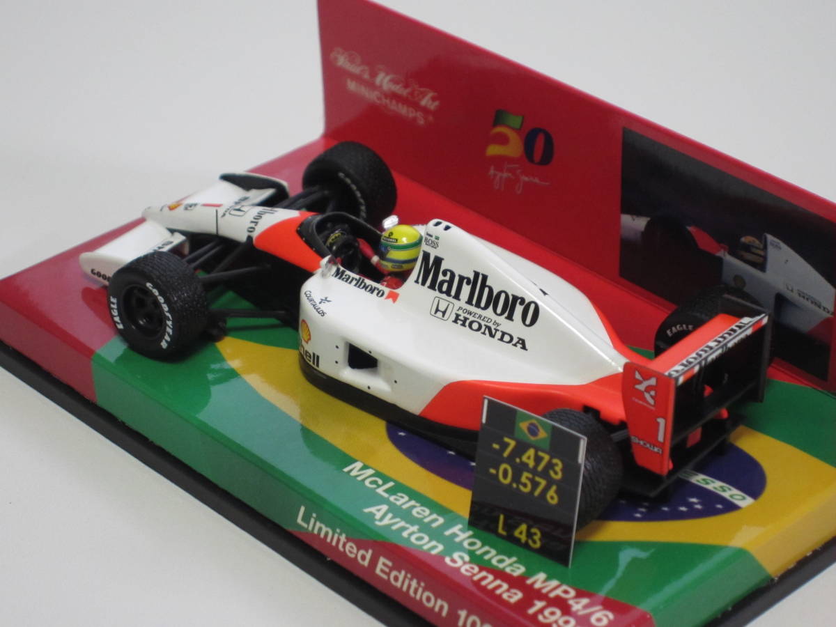 MP4&frasl;6 マクラーレン 1&frasl;43 ホンダ RG別注 ミニチャンプス A.セナ 0 ゲーム 1991年レインタイヤ仕様 A セナ マクラーレンホンダ マルボロ 1:43 ジャンク