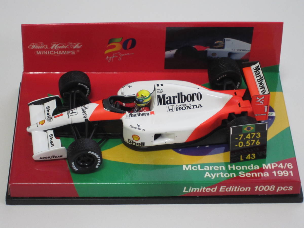MP4&frasl;6 マクラーレン 1&frasl;43 ホンダ RG別注 ミニチャンプス A.セナ 0 ゲーム 1991年レインタイヤ仕様 A セナ マクラーレンホンダ マルボロ 1:43 ジャンク