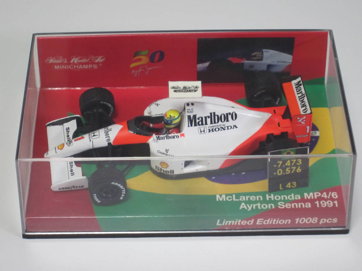 MP4&frasl;6 マクラーレン 1&frasl;43 ホンダ RG別注 ミニチャンプス A.セナ 0 ゲーム 1991年レインタイヤ仕様 A セナ マクラーレンホンダ マルボロ 1:43 ジャンク
