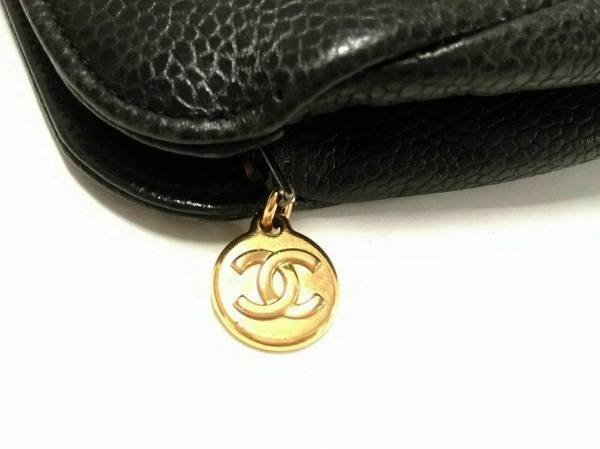 シャネル CHANEL ポーチ キャビアスキン 黒 社外リペア/ブランド表記