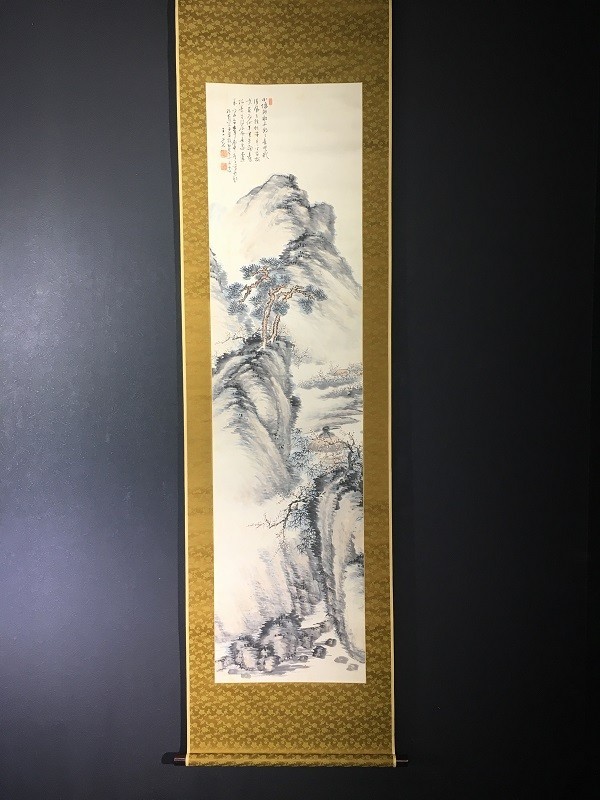 田能村 掛軸 掛軸淡彩山水 - by 直入 作｜掛軸販売・通販・買取の