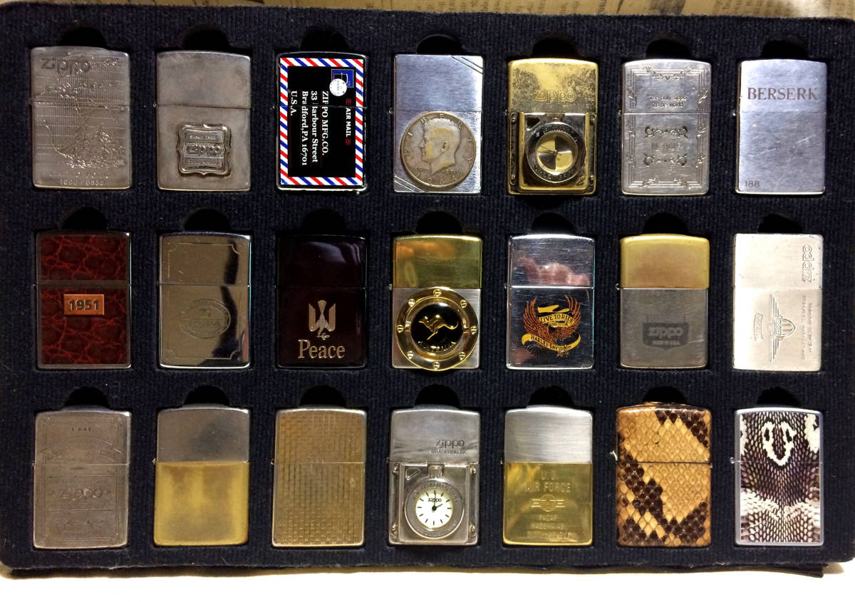 Zippo21個セット 時計付きZippo2個 ピース ハーレーダビッドソン 