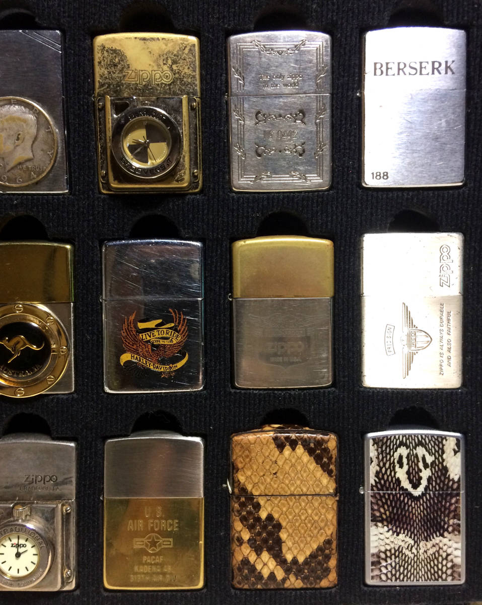 Zippo21個セット 時計付きZippo2個 ピース ハーレーダビッドソン 