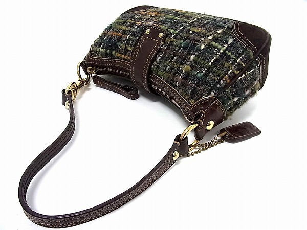 美品coach 1円 □美品□ COACH コーチ 8F15 ツイード×レザー