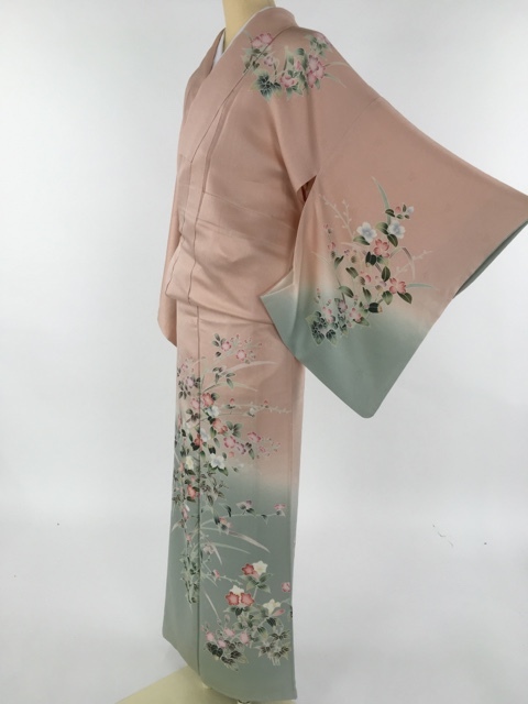 バイセル 着物 名品 訪問着 ピンク 草花 正絹 袷（10月～5月） 162cm Mサイズ ☆☆☆☆