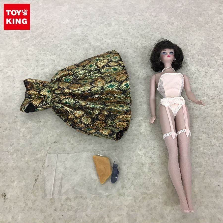 箱無し 詳細不明 ビスクドール 黒髪 真珠のイヤリング ドレス 青のハイヒール バッグ 等