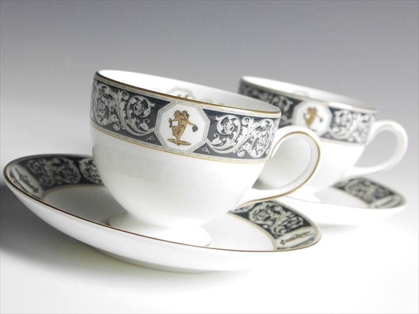 n606 ウェッジウッド パルナシアン ペア カップ&ソーサー 2客