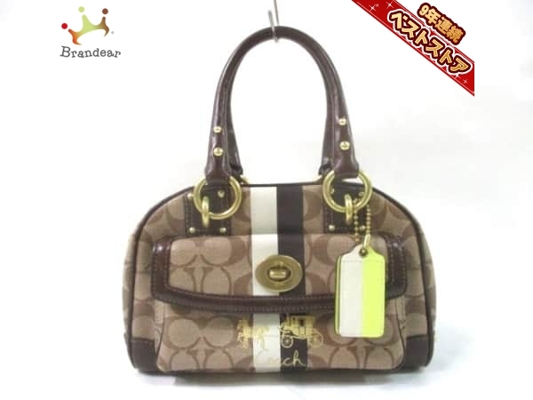 COACH スモール 0 ストライプ ヘリテージ ドームド ハンドバッグ