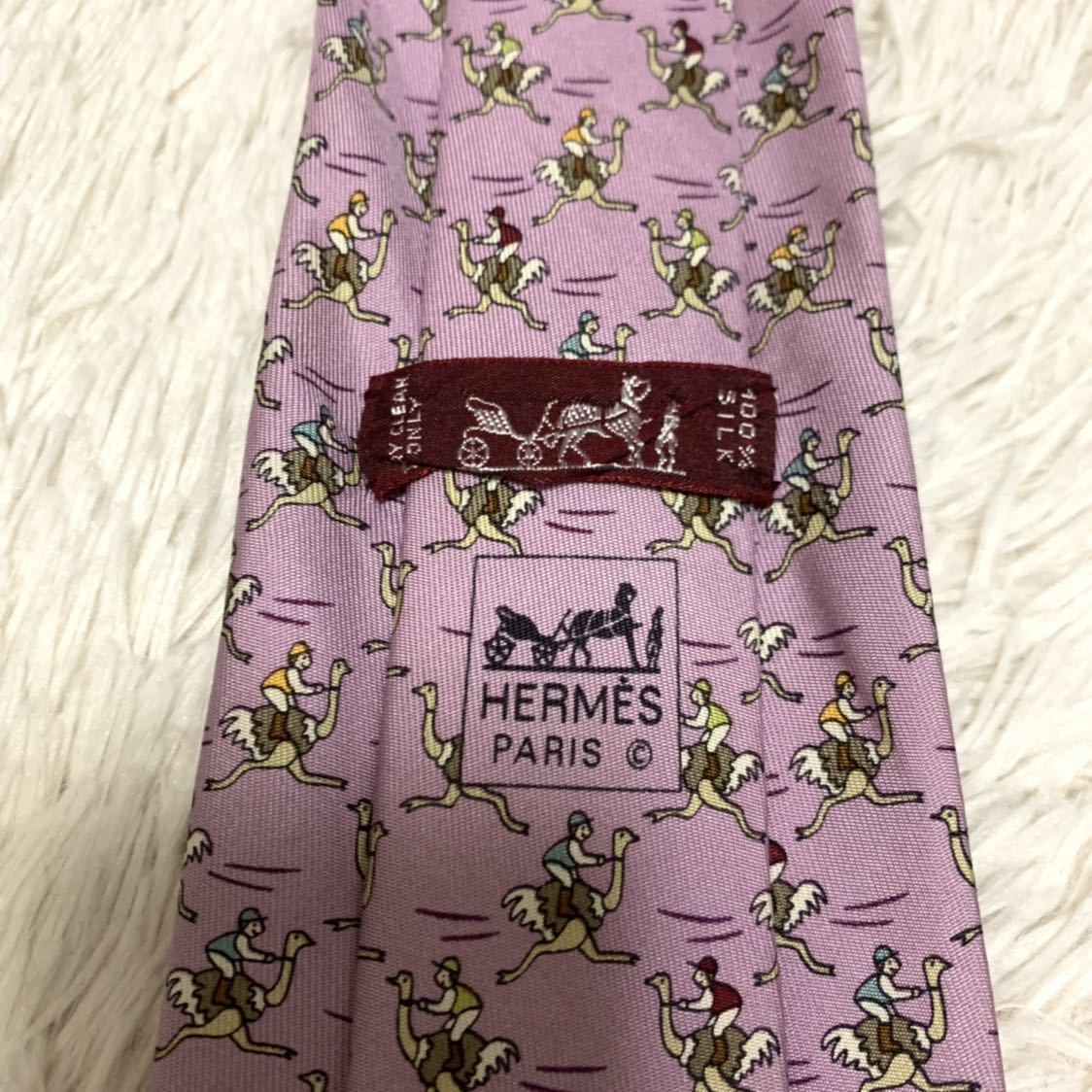 美品 エルメス HERMES ネクタイ シルク 総柄 フランス製