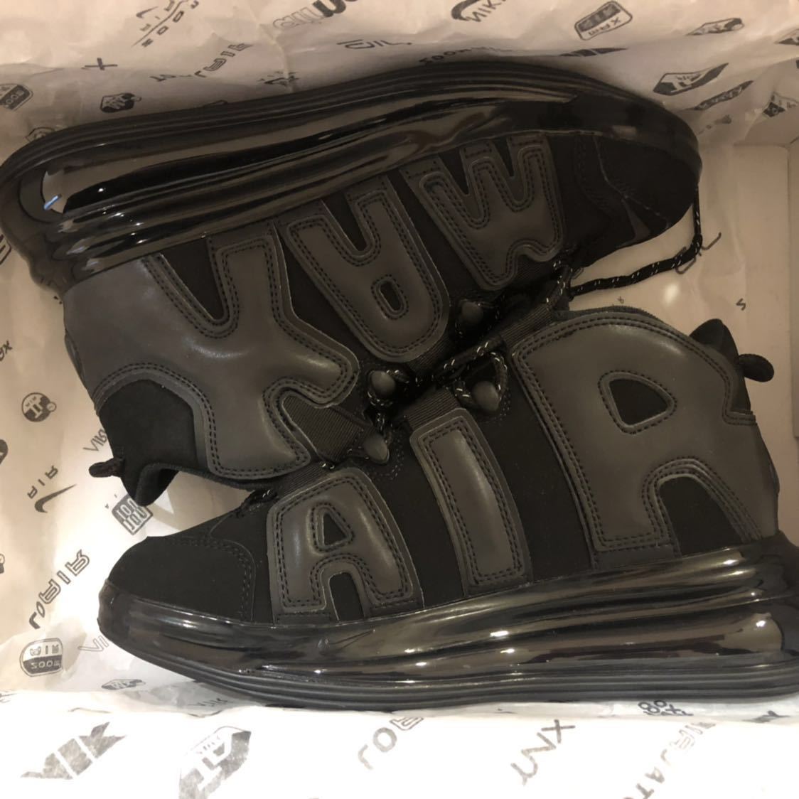 25 新品 NIKE AIR MORE UP TEMPO 720 BLACK BQ7668-001 US7 正規品 / ナイキ エアモアアップテンポ モアテン ブラック 黒 FOOTLOCKER購入