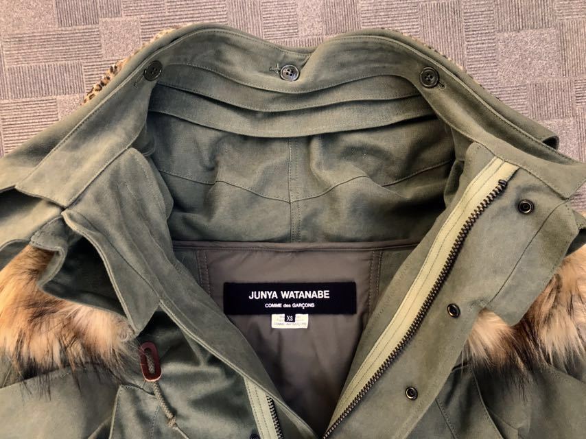 2回着 新品同様 ジュンヤワタナベ 2017F/W JT-C005 モッズコート ポンチョ ケープ パンサー フェイクファー コムデギャルソン Blade Runner