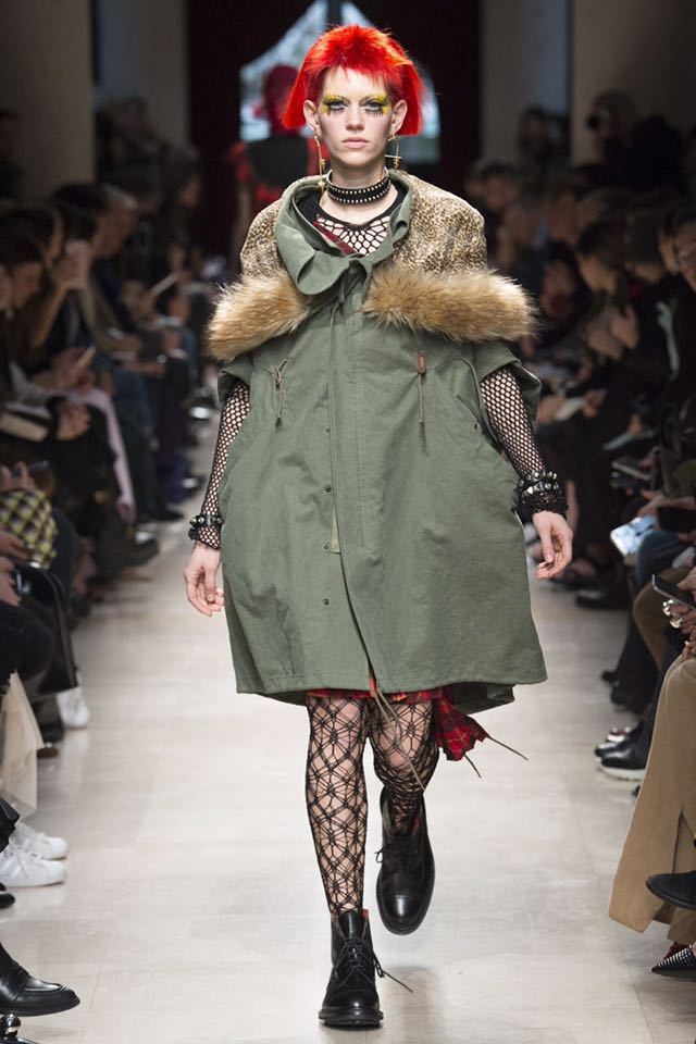 2回着 新品同様 ジュンヤワタナベ 2017F/W JT-C005 モッズコート ポンチョ ケープ パンサー フェイクファー コムデギャルソン Blade Runner