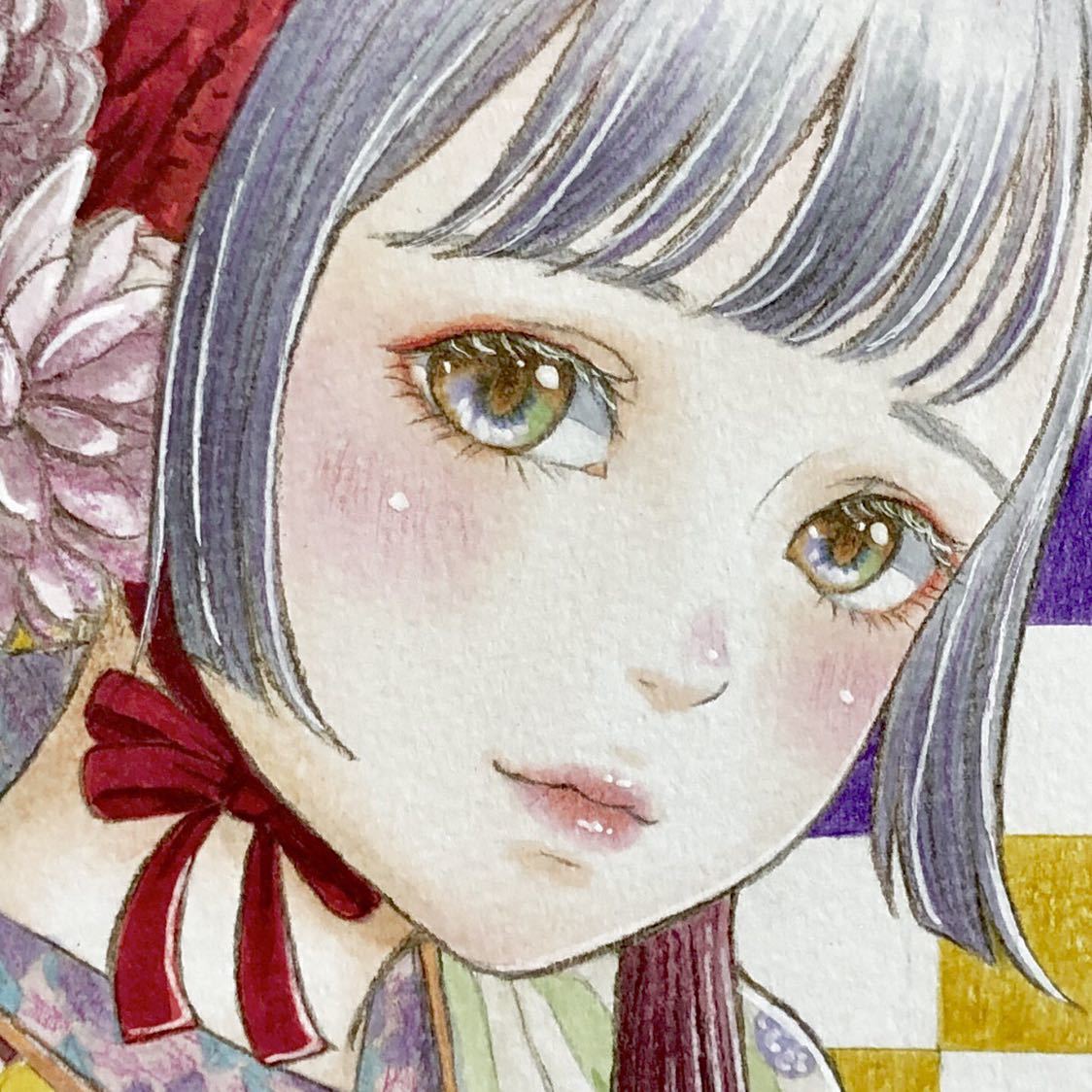 オリジナル 和装 和柄 着物 女子 女の子 手描き アナログ イラスト 手描きイラスト 売買されたオークション情報 Yahooの商品情報をアーカイブ公開 オークファン Aucfan Com