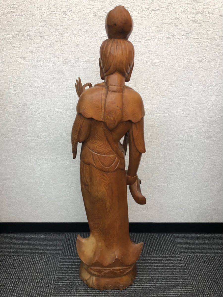 仏像 仏教美術 木彫 観音菩薩像 一木造 木彫り 置物 大型 約90cm 希少 観音