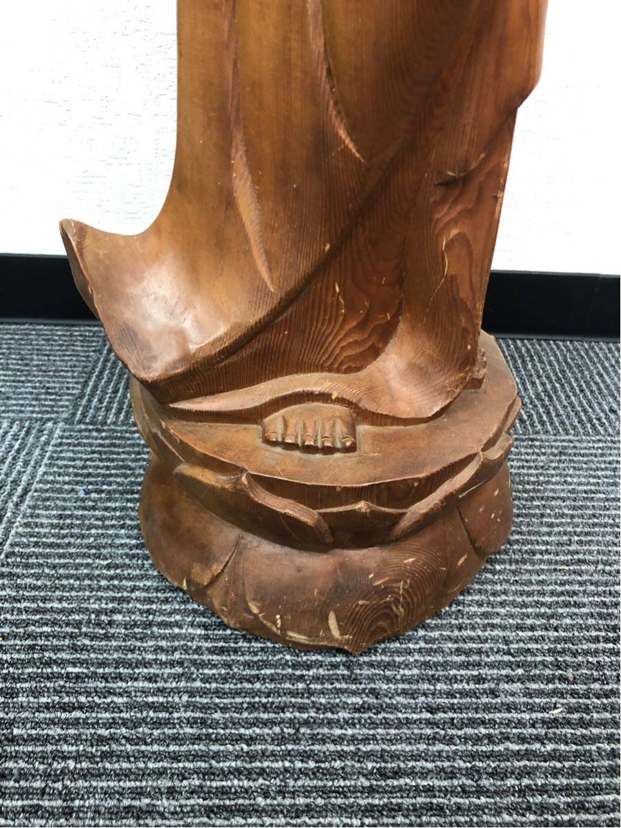 仏像 仏教美術 木彫 観音菩薩像 一木造 木彫り 置物 大型 約90cm 希少 観音