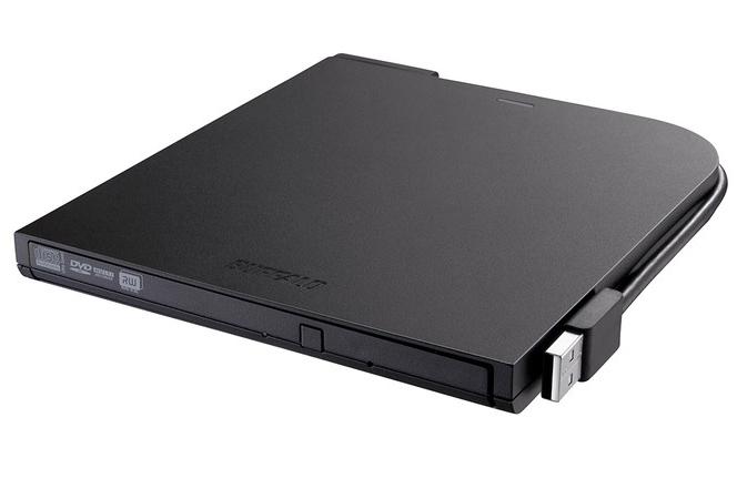 新品 BUFFALO 書き込みソフト添付 ケーブル収納 ウルトラスリムタイプ ポータブルDVD ブラック DVSM-PT58U2V-BKC