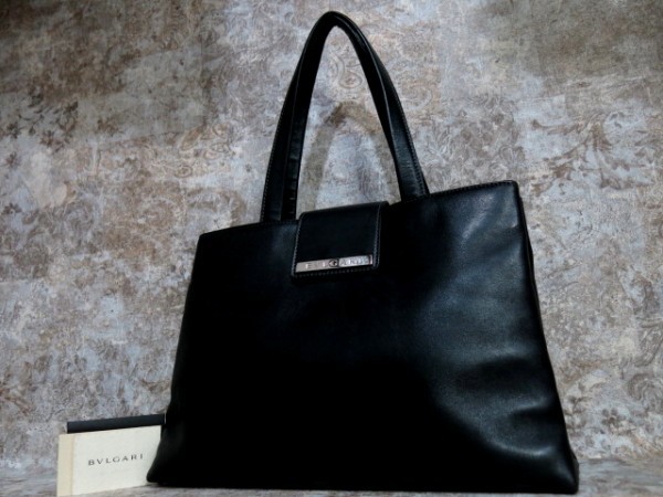 □BVLGARI ブルガリ□メンズ□カーフ レザー 本革□トート バッグ□黒