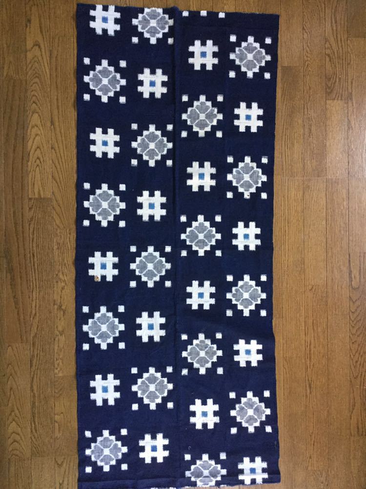 藍染 古布 絵絣 浅葱色 4幅 公式通販 本場久留米絣 古布⁄久留米絣⁄木綿