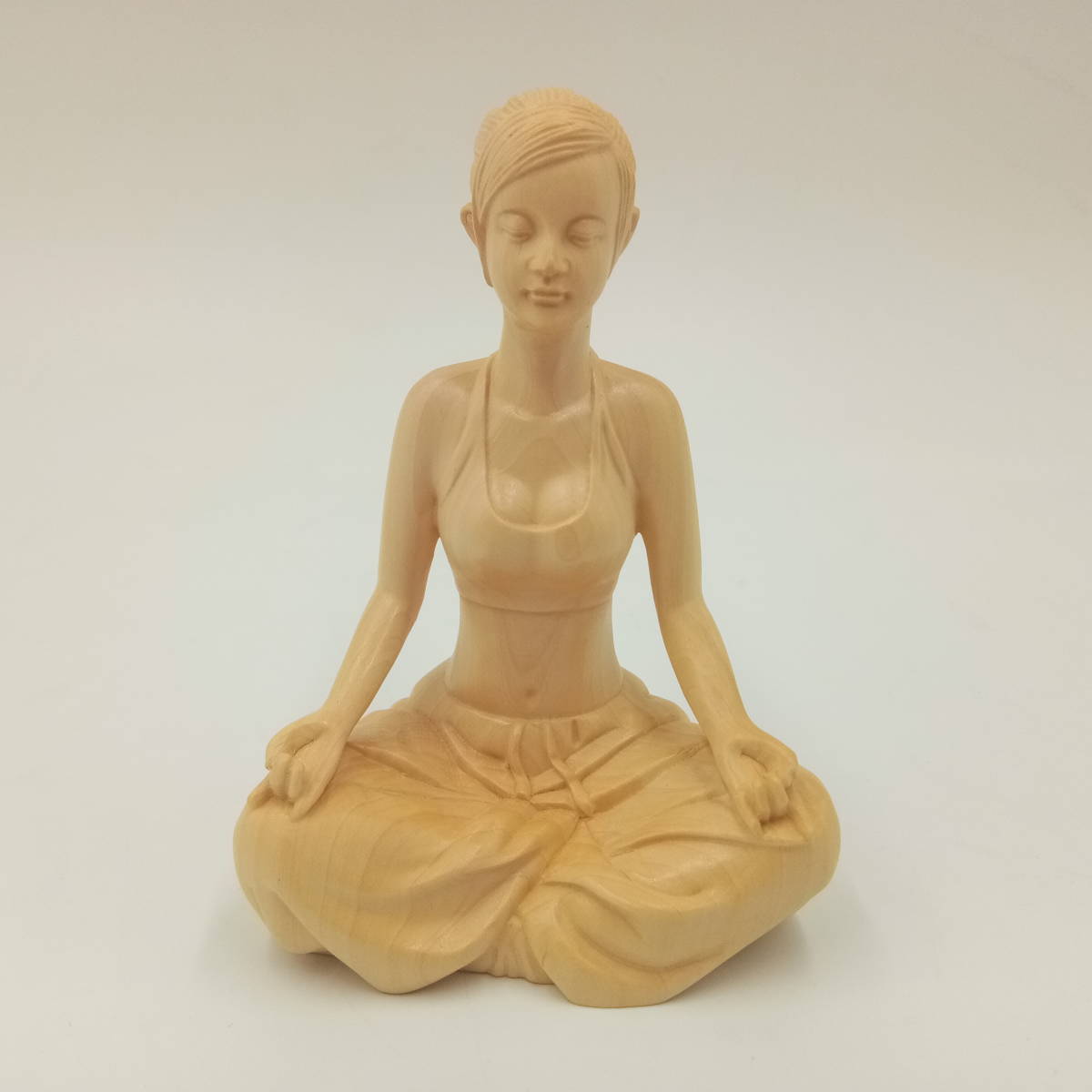木彫り 柘植彫刻 : 女性像 木製置物 インテリア ヌード 裸婦像 現物