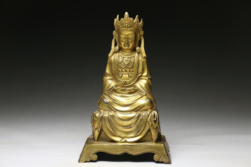 仏像 秘藏 永樂年製 紫銅塗金 文殊菩薩 置物 奉納されていた