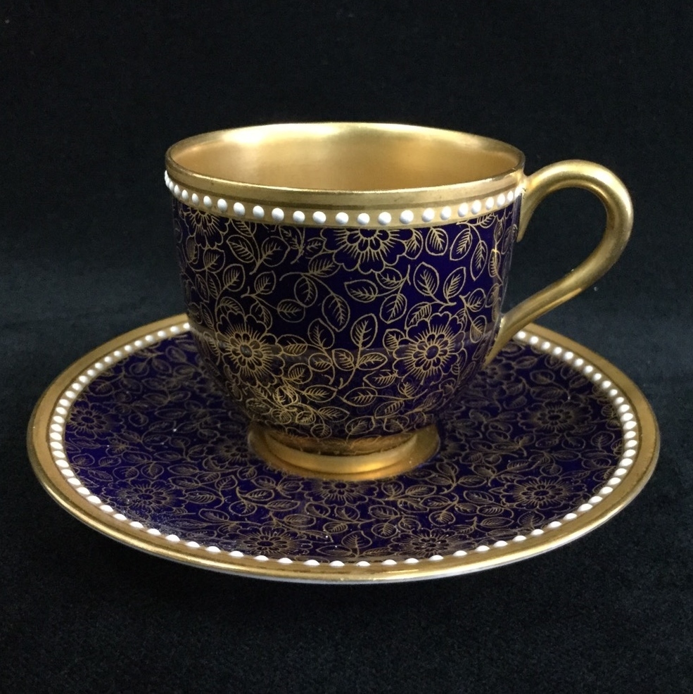 格安，新作登場 蔵 ロイヤルウースター コバルトブルー 金彩花葉模様 ジュール打ち 内側金 キャビネットカップ ＃288(ロイヤルウースター)｜売買されたオークション情報、yahooの商品情報をアーカイブ公開 - ロイヤルウースター